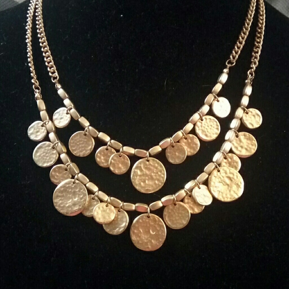 Goldtone dual circle strand necklace